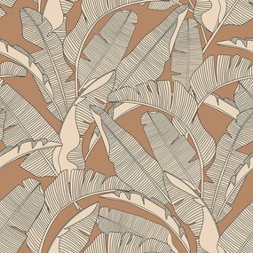 DEKORNIK Classic Big Palm Leaves Ivory Cinnamon - Tapeta