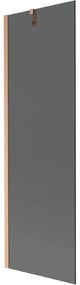 Mexen Next, 1-krídlová vaňová zástena 60 x 150 cm, 6mm šedé sklo, medená matná, 895-060-000-00-40-65