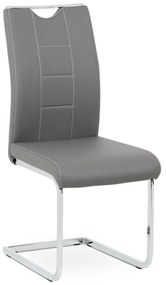 Autronic - jedálenská stolička sivá koženka / chróm - DCL-411 GREY