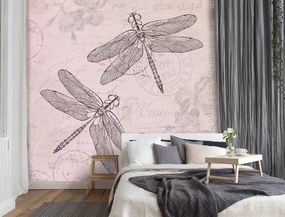 Gario Fototapeta Vážky na ružovom pozadí - Andrea Haase Materiál: Vliesová, Rozmery: 300 x 300 cm