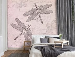 Gario Fototapeta Vážky na ružovom pozadí - Andrea Haase Materiál: Vliesová, Rozmery: 100 x 100 cm