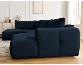 Tmavomodrá rozkladacia/s úložným priestorom rohová pohovka (ľavý roh/do tvaru "U") Fuji – Bobochic Paris