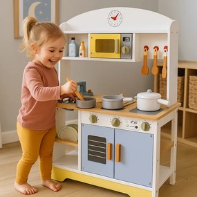 Detská kuchynka s práčkou, mikrovlnnou rúrou, 12 príslušenstva, ECOTOYS