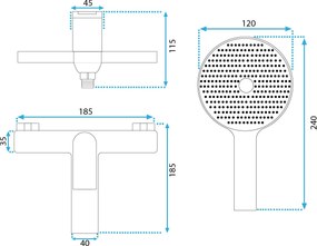 Rea Avalon, vaňová batéria s ručnou bodovou súpravou, grafitová, REA-B2706