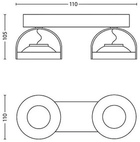 Philips 53312/17/16 - LED Stmievateľné svietidlo MYLIVING SPUR 2xLED/4,5W/230V