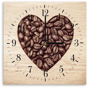 Gario Hodiny na stenu Coffee bean heart Rozmery: 60 x 60 cm