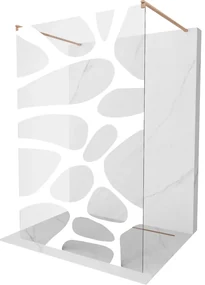 Mexen Kioto, sprchová zástena Walk-In 110 x 200 cm, 8mm číre sklo biely vzor, medený matný profil, 800-110-002-65-97
