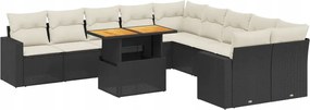 vidaXL 11-dielna sedacia súprava do záhrady, vankúše, čierny Pe ratan