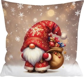3D obliečka na vankúš z mikrovlákna SANTA GNOME 45x45 cm, červený