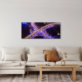 Obraz veľké križovatky v noci (120x50 cm)