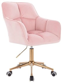 LuxuryForm DESIGN Kreslo AMALFI VELUR na zlatej podstave s kolieskami - ružové