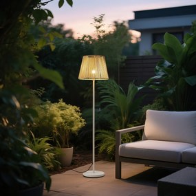 Vonkajšia stojaca lampa biela s béžovým lanovým tienidlom IP44 - Virginia Jayla