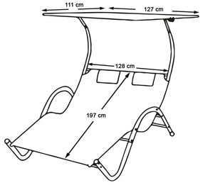 Lehátko pre dve osoby DELUX v 3 farbách- sivá