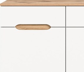 Široká komoda Scandi, biela/dub nox