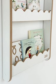 Detská nástenná polica stredná – 3 úrovne úložného priestoru Prírodná