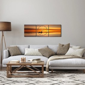 Obraz - plavba na loďke (s hodinami) (90x30 cm)