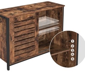 Komoda FIRA s posuvnými dvierkami, hnedá/čierna