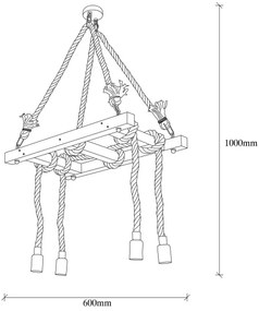 Luster na lanku EREBOS 4xE27/40W/230V hnedá