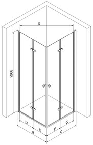 Mexen Lima Duo sprchovací kút 70 x 70 cm, 6mm sklo, číre sklo / zlatý profil, 856-070-070-50-00-02
