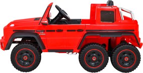 Ramiz Mercedes G63 AMG Auto na batérie Červené + diaľkové ovládanie + 6 EVA kolies + pomalý štart + MP3 LED