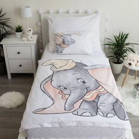 Jerry Fabrics Detské bavlnené obliečky do postieľky Dumbo Grey, 100 x 135 cm, 40 x 60 cm