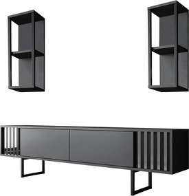 Televízny stolík s policami Chrome Anthracite and Black