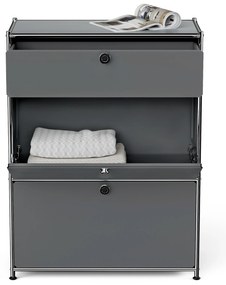 Komoda Kovová komoda »CN3« so zásuvkou a výklopnými priečinkami, sivá