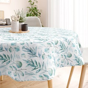 Goldea okrúhly obrus 100% bavlnené plátno deluxe - akvarelové lístky Ø 100 cm