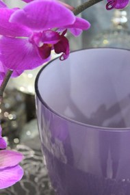 Fialový sklenený kvetináč na orchideu 16cm