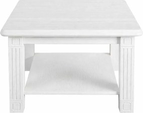 Biely konferenčný stolík do obývačky z masívu, 80x80x50 cm