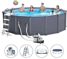 INTEX Graphite Gray Panel Pools Set Bazén 478 x124 cm s pieskovou filtráciou 26384NP