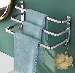 Kovový kúpeľňový vešiak strieborný - 50 cm