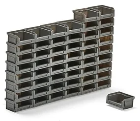 Plastové boxy APART, Š 105 x H 90 x V 55 mm, 50 ks, šedé
