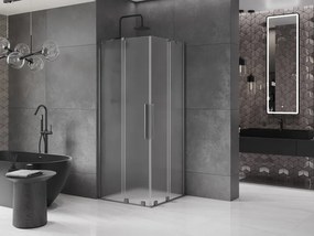 Mexen Velar Duo, sprchový kút s posuvnými dverami 80 x 80 cm, 8mm sklo námraza, grafit brúsený, 871-080-080-32-66