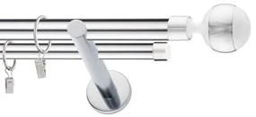Dekorstudio Chrómová dvojradová garniža biely VIVALDI 19mm Dĺžka: 160cm, Typ uchytenia: Držiak dvojitý modern, Typ príslušenstva: Krúžky tiché so štipcami