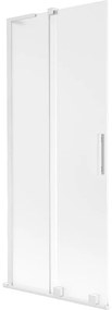 Mexen Velar L, 2-krídlová posuvná vaňová zástena 85 x 150 cm, 8mm sklo námraza, biela matná, 896-085-003-31-20