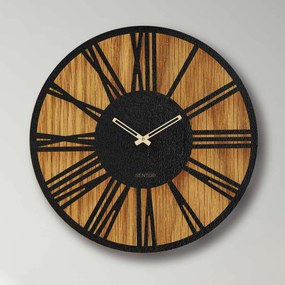 Moderné drevené nástenné hodiny rímske | KLOF: Svetlé HDF - Dub HDF - Dub 30 cm 4229-70727 HDFK029-dub