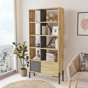 Knižnica Houseland Tara dub Wotan/antracitovo sivá