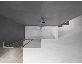 Mexen Velar L, 2-krídlová posuvná vaňová zástena 90 x 150 cm, 8mm šedé sklo, brúsená oceľ, 896-090-003-41-97