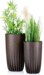 PLASTOVÝ KVETINÁČ STRIPPED ECO 51X30 CM TMAVOHNEDÁ