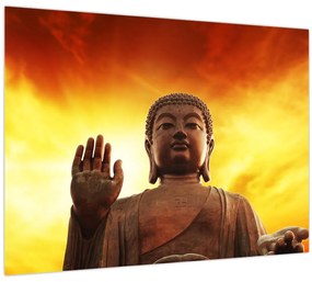 Obraz - Budha s červenožltým pozadím (70x50 cm)