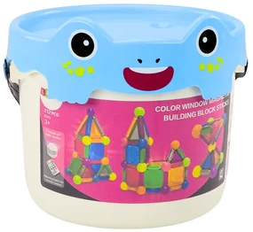 LEAN TOYS Magnetické bloky so svetlom vo vedre - 112 kusov