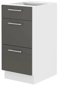 Dolná kuchynská skrinka Lavera 40 D 3S BB QUADRO (biela + lesk sivý). Vlastná spoľahlivá doprava až k Vám domov. 1032410