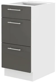 Dolná kuchynská skrinka Lavera 40 D 3S BB QUADRO (biela + lesk sivý). Vlastná spoľahlivá doprava až k Vám domov. 1032410