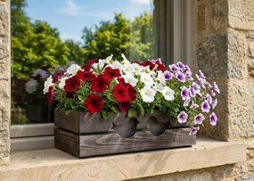 AMADEA Drevený obal s hrantíkom tmavý s vtáčikmi, 52x21,5x17cm, český výrobok