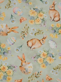 Veľkonočný okrúhly obrus Ø 140 cm - Zajačikovia zelený