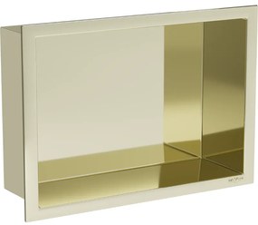 Mexen X-Wall-R, polička na zapustenie na obklad s golierom 30 x 20 cm, zlatá lesklá, 1950302010