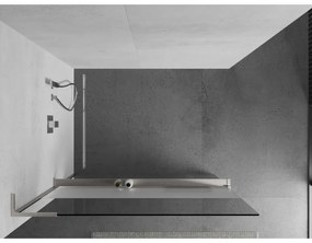 Mexen Kioto+ L, sprchová zástena Walk-In s poličkou a vešiakom 120 x 200 cm, 8mm číre sklo-námraza, brúsená oceľ profil, 800-120-123-97-35