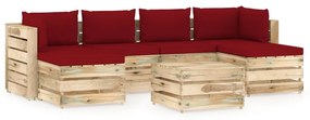 7-dielna záhradná sedacia súprava s podložkami zelené impregnované drevo