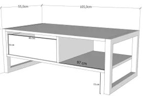 Konferenčný stolík HALDIZEN 55x105 cm čierna/hnedá